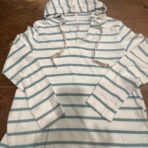 LOFT Blue and White Striped Knit Top